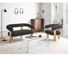 Sofa Beliani Svetainės baldų komplektas ILBRO Boucle juodas / šviesiai rudas
