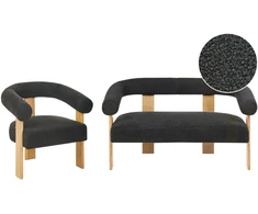 Sofa Beliani Svetainės baldų komplektas ILBRO Boucle juodas / šviesiai rudas