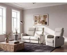 Sofa Beliani Svetainės baldų komplektas su mechanine atsipalaidavimo funkcija 3 asmenims VERDAL, smėlio spalvos veliūras