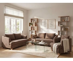 Sofa Beliani Svetainės baldų komplektas 6 asmenims RATTVIK rudas šenilas