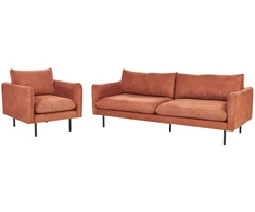 Sofa Beliani Svetainės baldų komplektas 4 asmenims VINTERBRO šeniliniai, auksinės rudos spalvos