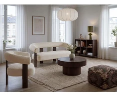 Sofa Beliani Svetainės baldų komplektas ILBRO, Boucle audinys, balta/tamsiai ruda