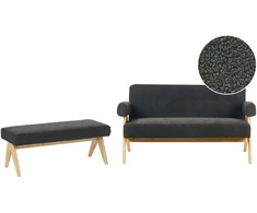 Sofa Beliani Svetainės baldų komplektas TAMRE Boucle juodas/šviesiai rudas