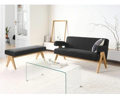 Sofa Beliani Svetainės baldų komplektas TAMRE Boucle juodas/šviesiai rudas