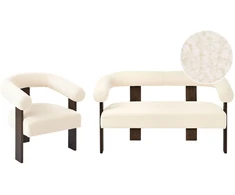 Sofa Beliani Svetainės baldų komplektas ILBRO, Boucle audinys, balta/tamsiai ruda
