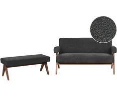 Sofa Beliani Svetainės baldų komplektas TAMRE Boucle juodas/tamsiai rudas