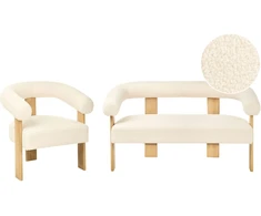 Sofa Beliani Svetainės komplektas ILBRO Boucle, kreminė/šviesiai ruda