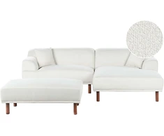 Sofa Beliani Trivietis kampas HOLT, bouclé audinys, baltas, su otimane, kairinis