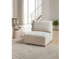 Sofa Beliani Vienvietis modulis „KIVVIK Bouclé“, laužyta balta