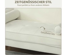 Sofa HOMCOM 2 vietnams., Dviguolis su kaučiuko medienos kojomis, minkštas svetainės, miegamojo, kremas baltas