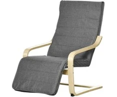 Sofa HOMCOM atsilenkianti kėdė, atsilenkianti kėdė, atsilenkianti kėdė su reguliuojama atrama kojoms, lininės išvaizdos valgomojo kėdė svetainei, beržo mediena, pilka 66,5 x 94 x 100 cm