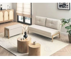 Sofa Trivietis poilsio baldų komplektas Beliani EDLAND su suoliuku, šviesiai smėlinis