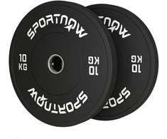 SPORTNOW 2 hantelių svarmenų rinkinys, 2 x 10 kg svarmenys, svarmenų plokštelių rinkinys, svarmenų plokštelės 5 cm hantelio strypui, Ø 50 mm skylė, juodos spalvos
