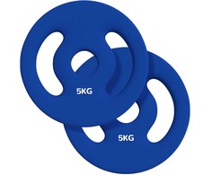 SPORTNOW 2 hantelių svarmenų rinkinys, 2 x 5kg svarmenys, svarmenų plokštelių rinkinys, svarmenų plokštelės 2,5 cm hantelio strypui, Ø 30 mm skylė, mėlynos spalvos
