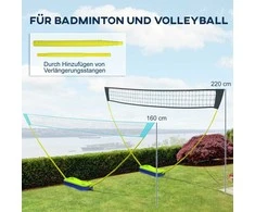 SPORTNOW 2 in 1 badmintono rinkinys, badmintono tinklas su stovu, tinklinio tinklas, reguliuojamas, su krepšiu, skirtas naudoti patalpose ir lauke