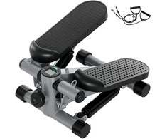 SPORTNOW 2 viename mini elipsinis treniruoklis namams su galios lynais, aukštyn-žemyn svyruojantis elipsinis treniruoklis su LCD ekranu, elipsinis treniruoklis namų treniruoklis iki 100 kg kojų/rankų treniruotėms, namų biuro fitneso pratimams, pilka