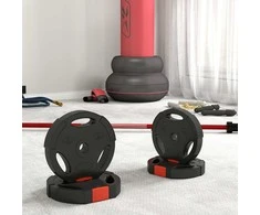 SPORTNOW 4 hantelių svarmenų rinkinys, 2 x 2,5kg/5kg svarmenys, svarmenų plokštelių rinkinys, svarmenų plokštelės 2,5 cm hantelio strypui, Ø 25/30 mm skylė, juodos spalvos