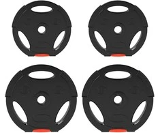 SPORTNOW 4 dalių svorių rinkinys, 2 x 5kg / 10 kg svoriai, svorių diskų rinkinys, svorių diskai 2,5 cm skersmens štangai, Ø 30 mm skylė, juodi