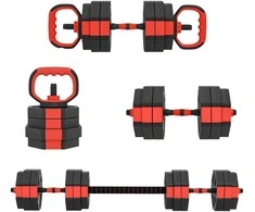 SPORTNOW 4-in-1 Hantelių rinkinys, reguliuojami 25 KG hanteliai ir štangos jėgos treniruotėms namuose