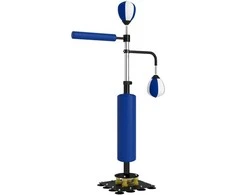 SPORTNOW Bokso stovas, du greičio kamuoliai, besisukantis bokso strypas, smūgių pagalvėlės, reguliuojamas aukštis, plienas, 107 x 36 x 140-205 cm, Mėlyna