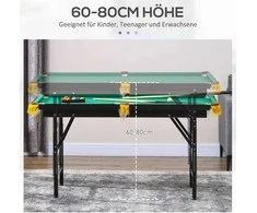 SPORTNOW daugiafunkcinis žaidimų stalas 2in1 daugiafunkcinis stalo teniso stalas biliardo priedai vaikams paaugliams suaugusiems plienas 140x63x60-80cm žalias