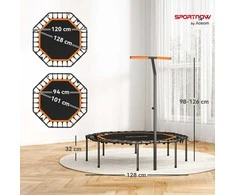 SPORTNOW fitneso batutas, treniruočių batutas su reguliuojama rankena, stabilus ir tylus, skirtas naudoti patalpose, plieno, oranžinis