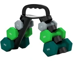 SPORTNOW hantelių rinkinys, 6 vienetai su sulankstomu stovu, 2 x 1kg, 2 x 3kg, 2 x 5kg hanteliai, skirti fitnesui, gimnastikai, namams