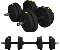 Sportnow 2-in-1 hantelių rinkinys, 15 kg reguliuojamų hantelių rinkinys su 8 svorio plokštelėmis