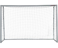 Sportnow HOMCOM Futbolo vartai su PE tinkleliu, futbolo vartai vaikams ir suaugusiems, 300 x 120 x 200 cm, plienas, PE, sodui, futbolo treniruotėms, pilkos spalvos