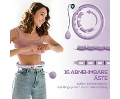 SPORTNOW išmanusis hula hoop lankas suaugusiems su svoriu, kamuoliuku ir skaitikliu, 16 dalių (76-113 cm), reguliuojamas, tylus, lieknėjimo įranga, „Infinity“ hula hoop, violetinės spalvos