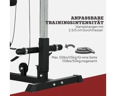 SPORTNOW daugiafunkcė jėgos treniruoklių stotis namams, su skersiniu nugaros treniruotėms ir lynų sistema, su svoriais iki 50 kg, skirta sporto salėms namuose