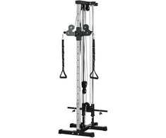 SPORTNOW jėgos stotis su aukščio reguliavimu 25-165 cm, su dvigubomis skriemulių sistemomis, adapteriais, daugiafunkcinis treniruoklis, maks. 120 kg, namų treniruotėms, 62 x 60 x 200 cm, juoda