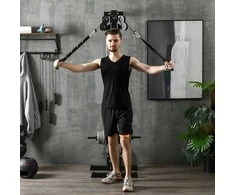 SPORTNOW reguliuojamo aukščio jėgos treniruoklis 25–165 cm su dvigubo skriemulio sistema ir adapteriais, daugiafunkcis treniruoklis iki 120 kg, namų treniruotėms, 62 x 60 x 200 cm, juodas