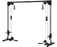 SPORTNOW Kabelinė stotis namams, svoriai iki 50kg apkrovos kiekvienoje pusėje, kabelinė stotis su rankenomis, pastatoma kabelinė bokšto stotis pratimams namų sporto salėje 245 x 207 cm
