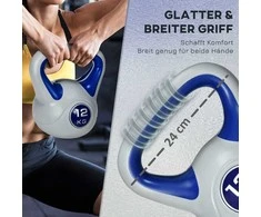 SPORTNOW Kettlebell 12 KG jėgos treniruočių ir fitneso treniruokliai, pritaikyti prie grindų, mėlyni