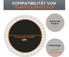 SPORTNOW batuto šokinėjimo kilimėlis, Ø323 cm, batuto kilimėlis, batuto priedas, batuto pakaitalas, juodas