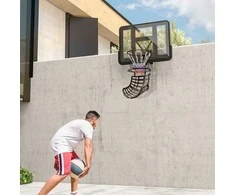 SPORTNOW krepšinio atmušiklis, 360° kampu besisukantis krepšinio atmušimo įtaisas, krepšinio atmušimo sistema, skirta krepšinio metimo pratyboms, su atmušimo rampa, vidaus ir lauko, juoda