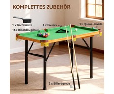 SPORTNOW sulankstomas biliardo stalas, mini biliardo stalas, 2 lazdos, 16 rutulių, trikampis, šepetys, žalias