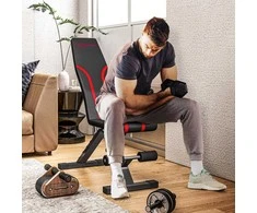 SPORTNOW Sulankstomas treniruočių suolas, 6 padėčių atlošas, 4 padėčių sėdynė, metalinis, paminkštintas, juodas