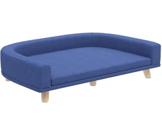 Šunų lova, šunų sofa, naminių gyvūnėlių sofa, eukalipto mediena, 98 x 67 x 25 cm, mėlyna