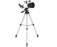 Teleskopas, 70 mm objektyvas, 5x24 didinimas, reguliuojamas trikojis, sidabrinės spalvos, Outsunny