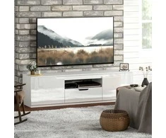 TV staliukas HOMCOM TV spintelė su 2 durelėmis, stalčiumi, 160 cm ilgio, televizoriams iki 65 colių, balta