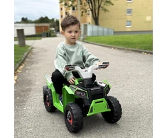 HOMCOM vaikiškas keturratis elektrinis, 6V elektromobilis su priekaba, vaikiška transporto priemonė 1,5-3 metų vaikams, 2,5 km/h, metalas, žalias