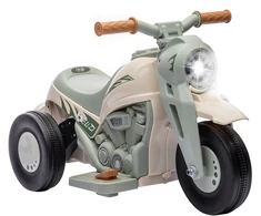 Vaikiškas elektrinis motociklas AIYAPLAY, 6V, su muzika ir burbulų pūtimo funkcija, su žibintais, 2,5-3 km/val., 2-5 metų vaikams, iki 30 kg, kreminės baltos spalvos