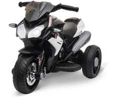 Vaikiškas elektrinis motociklas HOMCOM, šviesos ir garsai, 3 km/h, įkraunamas, plastikas ir metalas, juoda/balta