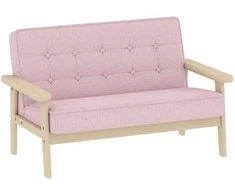 Vaikiškas fotelis, vaikiška sofa su mediniu rėmu, aksominė išvaizda, minkštas, vaikams nuo 3 iki 15 metų, Rožinė