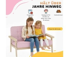 Vaikiškas fotelis, vaikiška sofa su mediniu rėmu, pliušo optika, paminkštintas, vaikams nuo 3-15 metų, rožinė