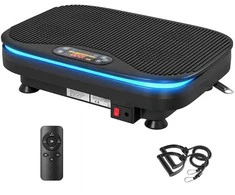 Vibracijos plokštė sporto pratimams, Bluetooth funkcija, nuotolinio valdymo pultelis, 99 greičio pakopos, plastikas, plienas, juoda