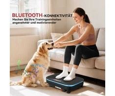 Vibracijos plokštė sporto pratimams, Bluetooth funkcija, nuotolinio valdymo pultelis, 99 greičio pakopos, plastikas, plienas, juoda