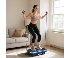 Vibracijos plokštė sporto pratimams, Bluetooth funkcija, nuotolinio valdymo pultelis, 99 greičio pakopos, plastikas, plienas, juoda